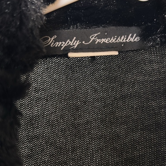 vtg Simply Irresistible,cardigan,women faux fur trim,black,sheer,batwing, L -XL - Picture 2 of 14